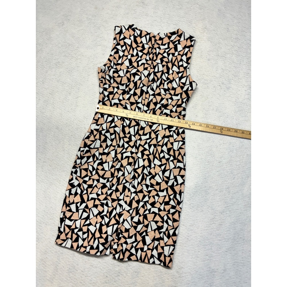 Blanc Sleeveless Preppy Sheath Dress Geometric Mod Retro Mosaic Textured Small - Picture 9 of 10